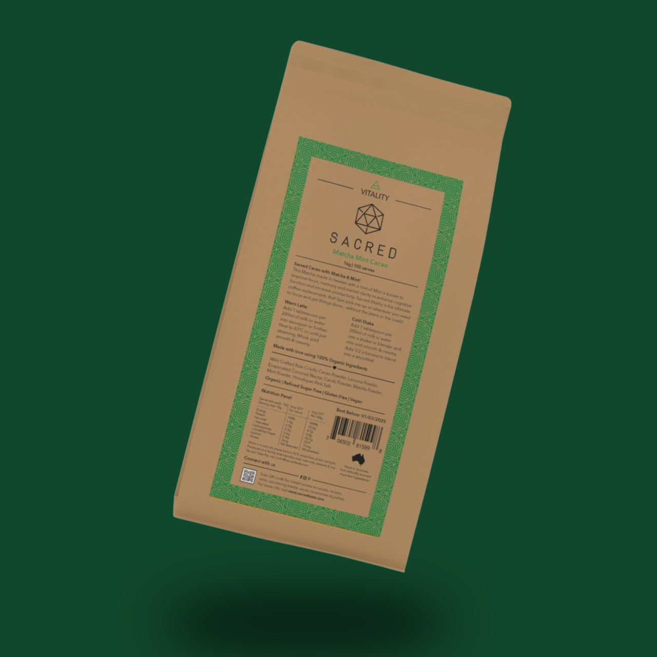 Vitality: Matcha Mint Cacao 1kg Bag